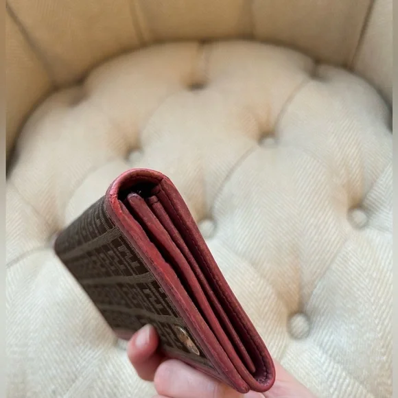 Authentic Fendi Zucchino Canvas Pink Leather Bifold Wallet - Picture 11 of 11